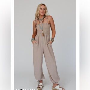 Three Birds Nest Tan Jumpsuit
